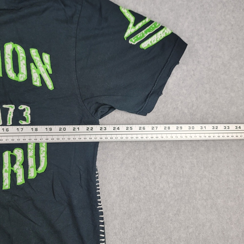 VTG Affliction Standard Goods T-shirt Black Mens LRG Distressed Y2K Double Sided - Picture 7 of 10